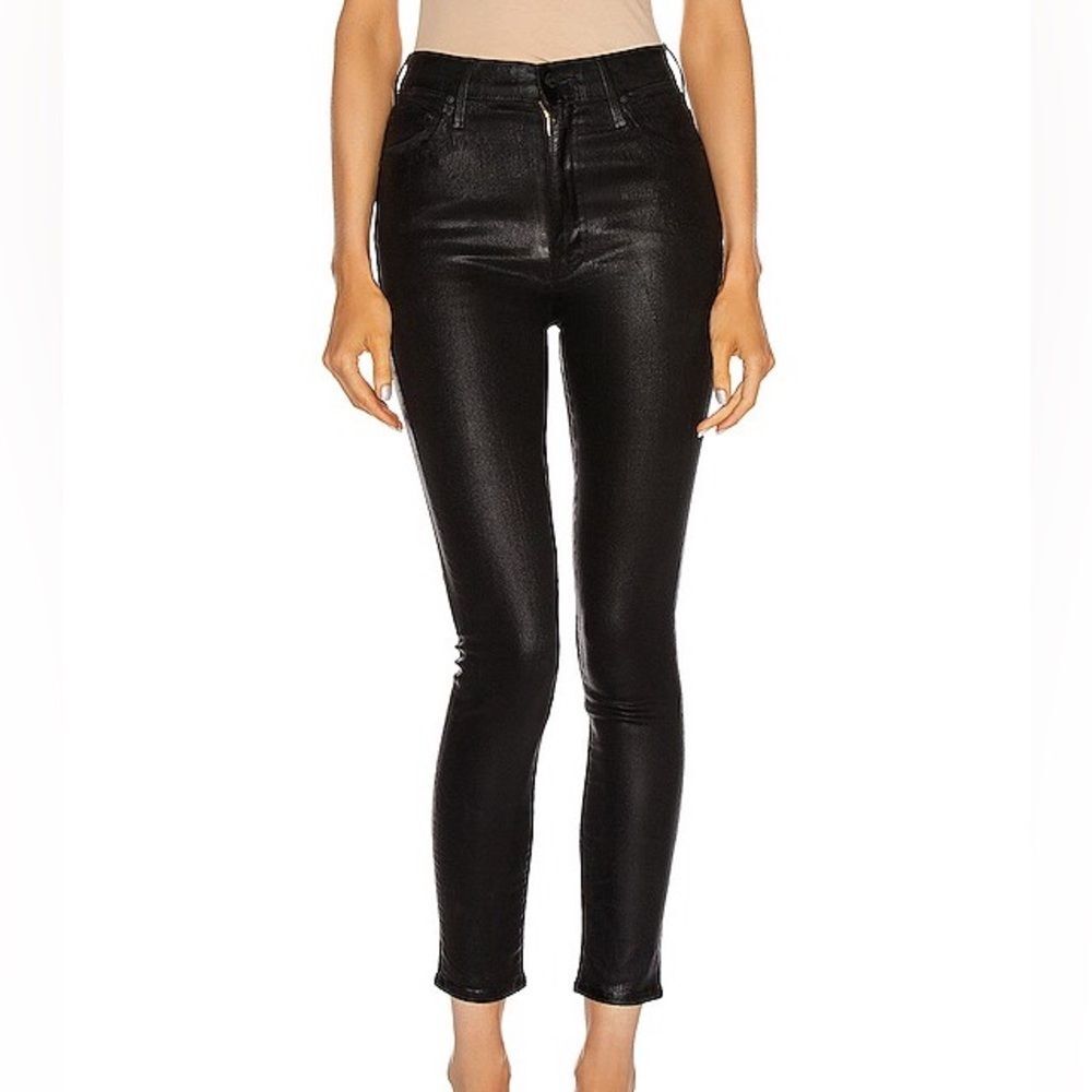 Mother NEW Swooner Ankle Jeans Wet Paint High Rise Skinny Black